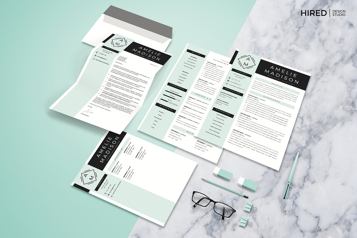 Marketing Resume CV for Word & Pages, a Resume Template by HIRED Design Studio (Photo 4 of 11)