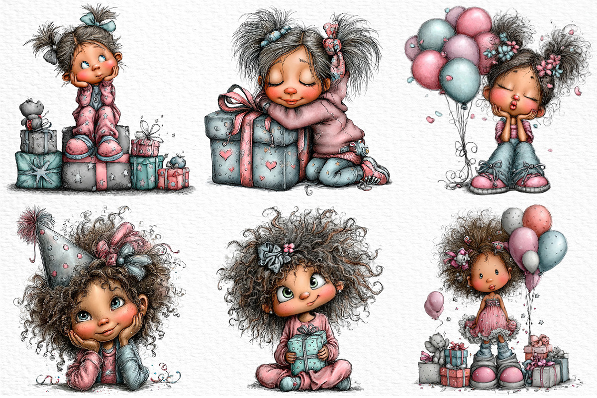 Whimsical Birthday Kids Clipart PNG, an Illustration by Craft Nest (Photo 3 of 8)