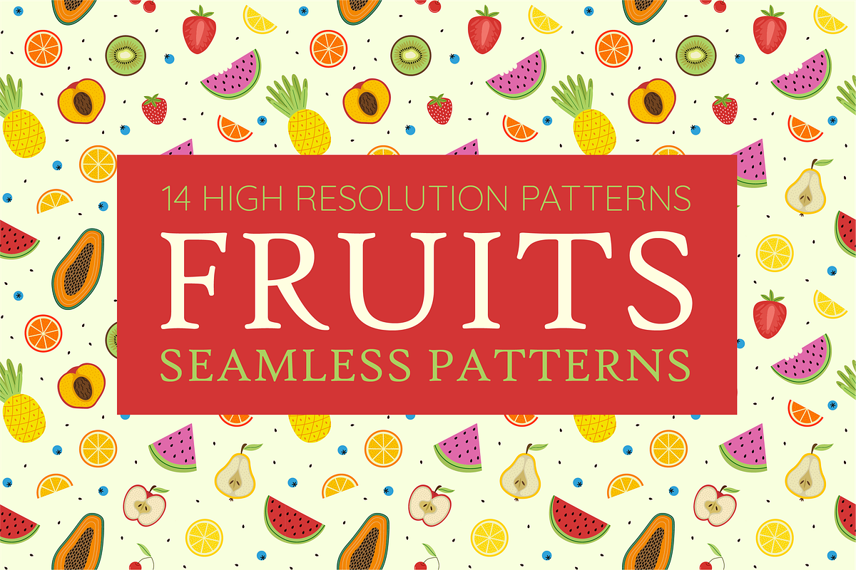 14 Seamless Fruits Patterns, a Pattern Graphic by DesignDistrict9