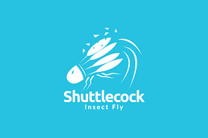 Fly Shuttlecock Insect Logo Design