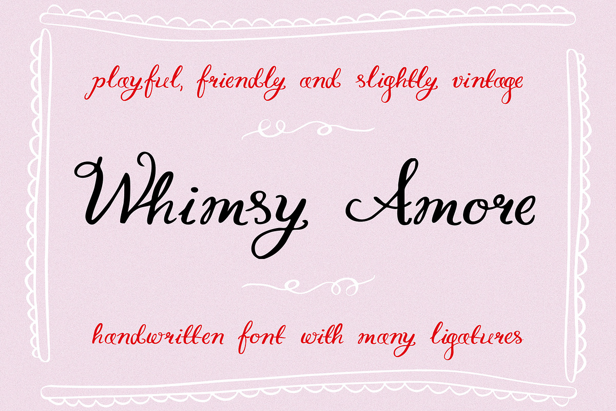 Whimsy Amore Handdrawn Ligatures, a Handwritten Font by SunnyAfternoons (Photo 1 of 12)