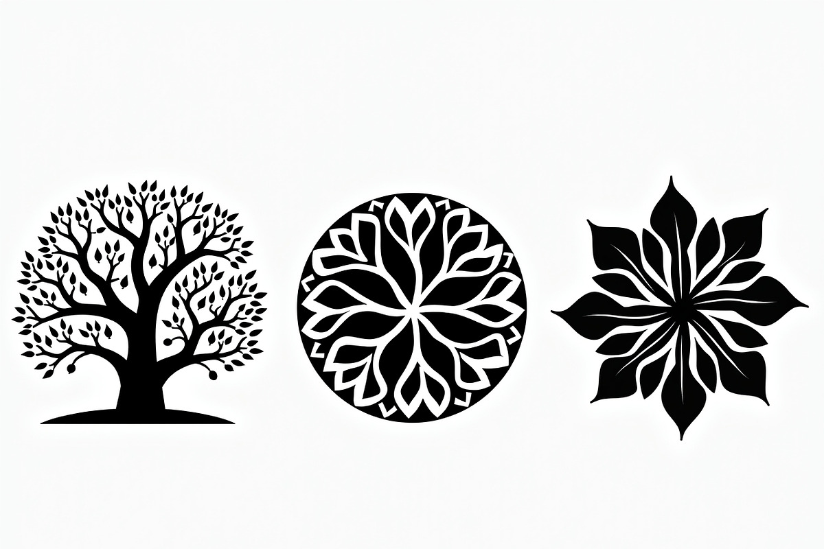 Decorative Tree Floral Tile Set, a Decorative Illustration by Artivon (Photo 3 of 5)