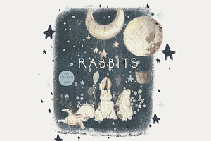 Cute Rabbits Animals Forest Bunny