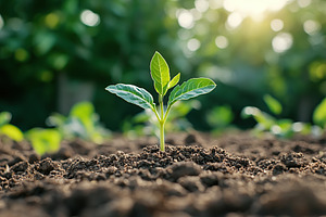 Green sprout growing in soil, a Photo by AlyaAnd