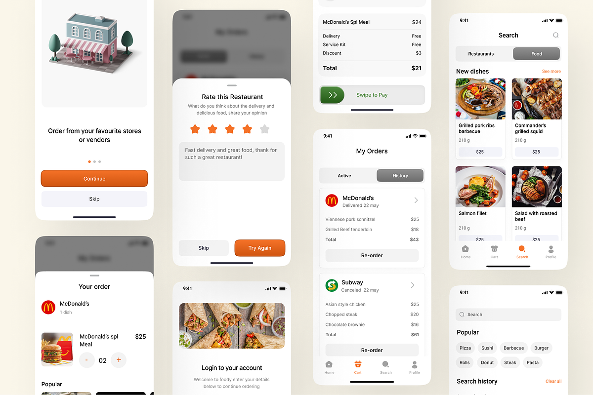 Food App UI Kit – 40+ Figma Screens, an App Template by Trilo designs (Photo 4 of 5)