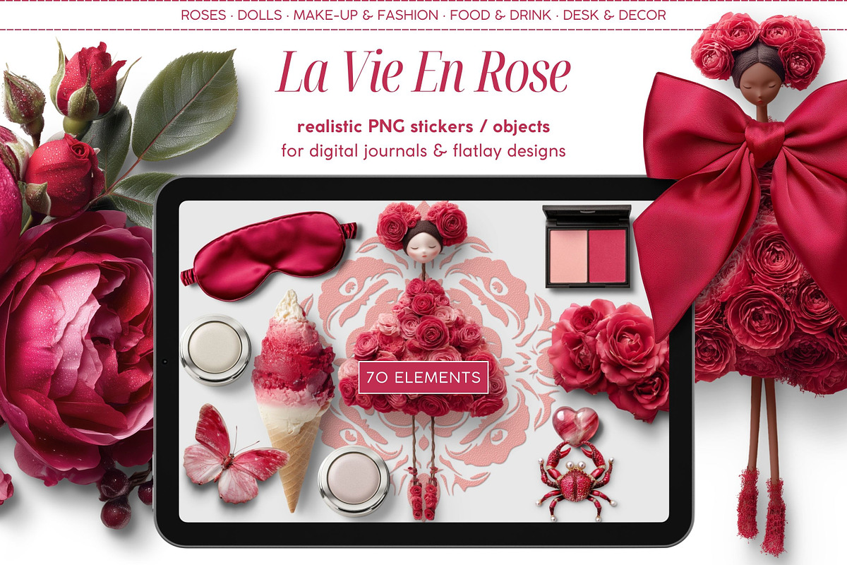 La Vie En Rose Realistic PNG Objects, an Object Graphic by Iconogenic (Photo 1 of 8)