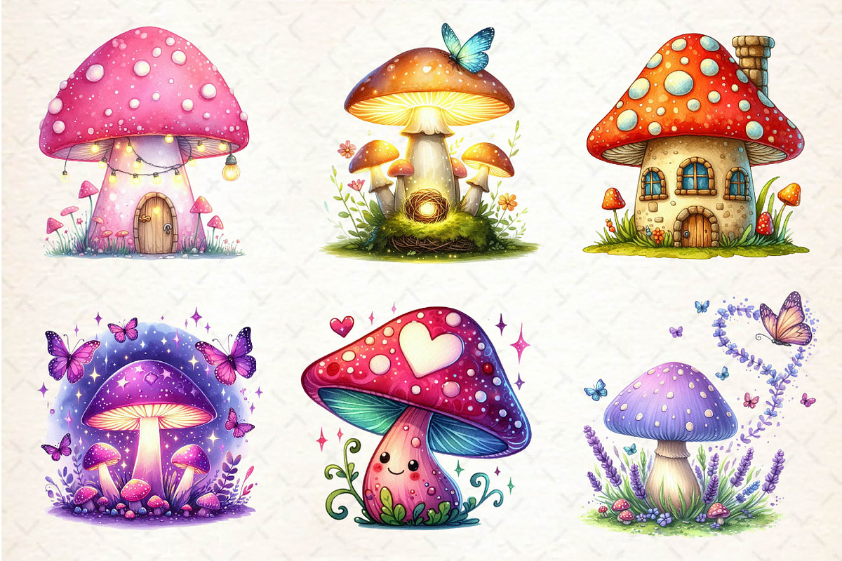 Magical Mushrooms Clipart, an Illustration by Dream Creation (Photo 5 of 5)