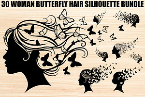Woman Butterfly Hair Silhouette, an Object 3D Model by yasushie