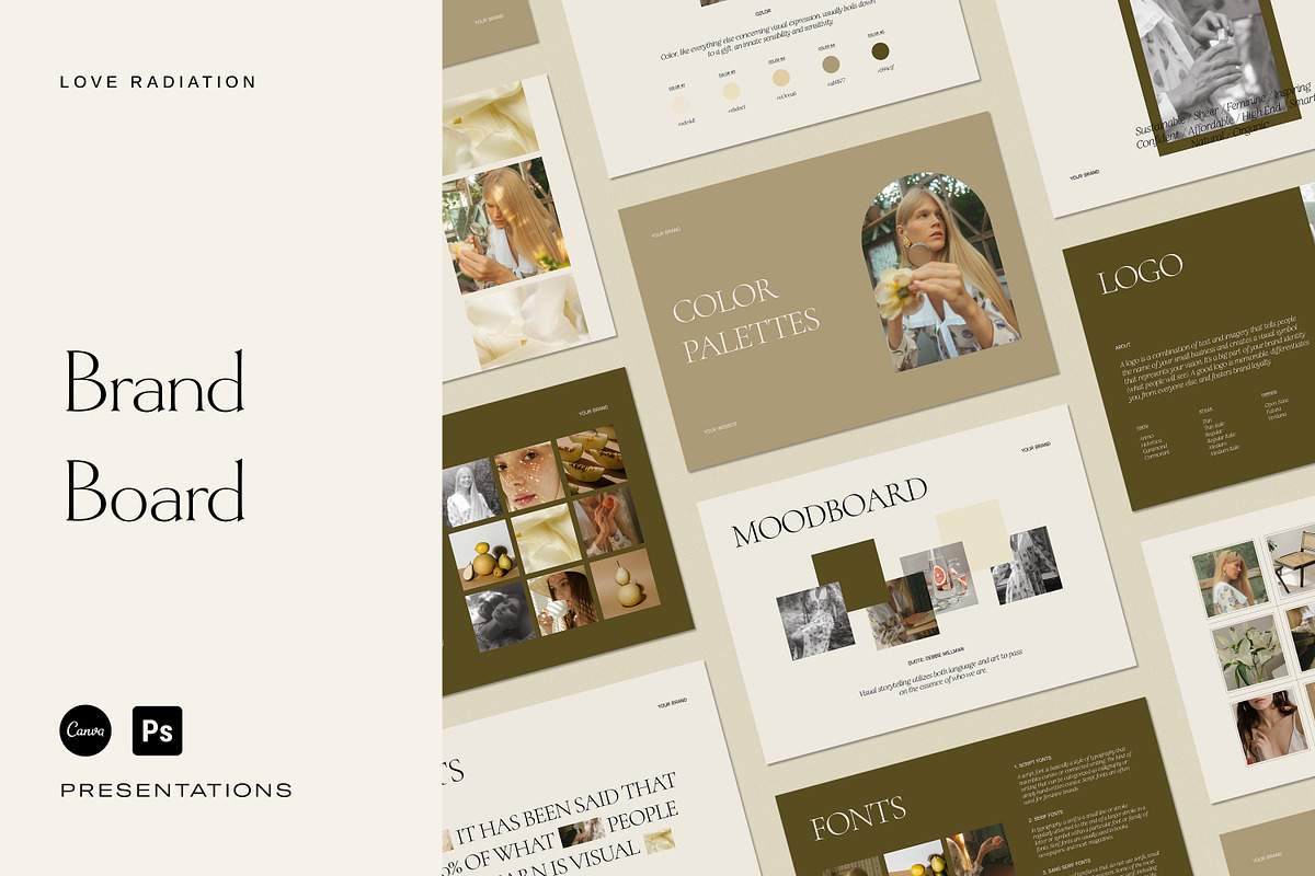 CANVA PS Brand Board Presentations, a Presentation Template by Love Radiation Studio (Photo 1 of 17)