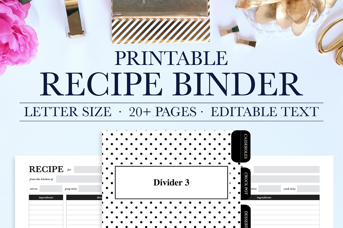 Recipe Binder Printable Kit, a Stationery Template by Jessica Marie Design (Photo 1 of 5)