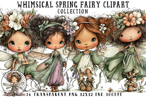Whimsical Spring Fairy Clipart, an Illustration by OK Design