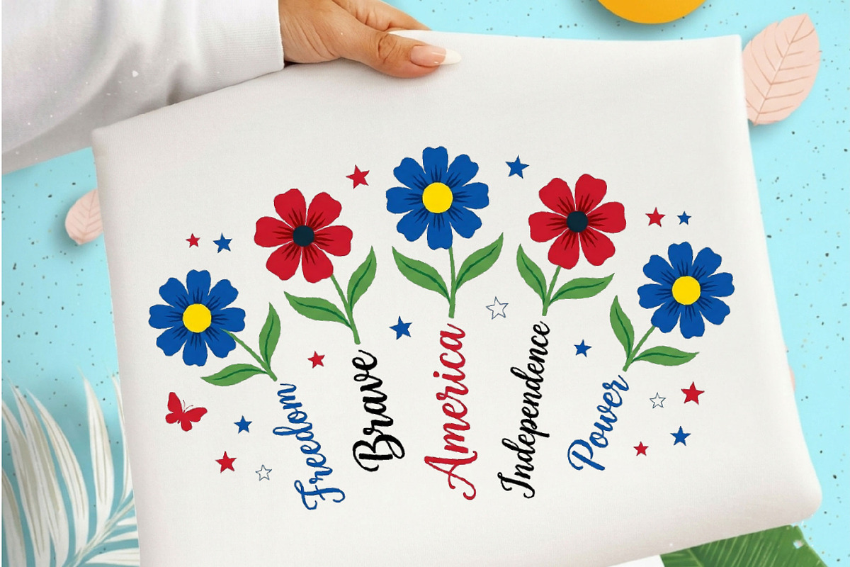 Boho Floral USA T-shirt America, a Seasonal Illustration by Designking (Photo 1 of 4)