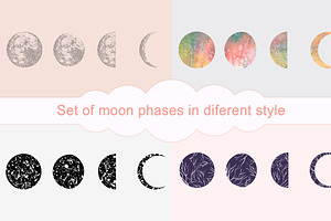 16 Moon Phases Vector set