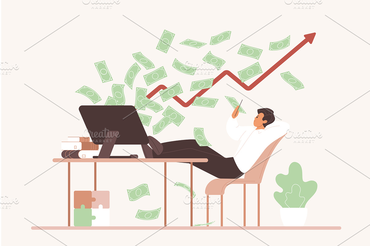 Passive Income Investment Growth, a Finance Illustration by Lemberg Vector