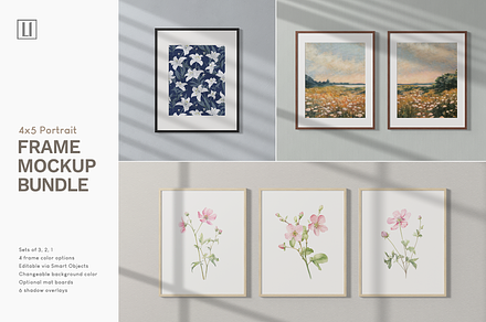 4x5 Portrait Frame Mockup Bundle, a Household Mockup by Lelu Art Design