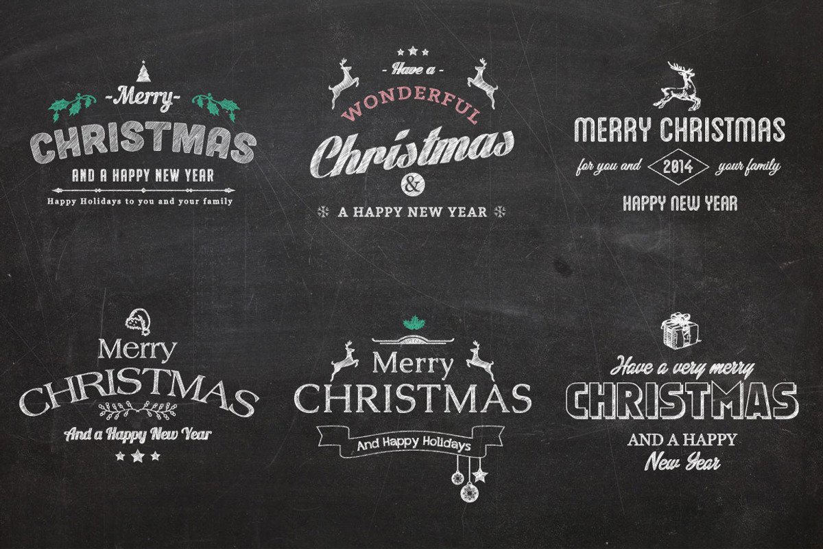 Christmas Chalk Badges + Background, an Illustration by Imagination Area (Photo 5 of 5)