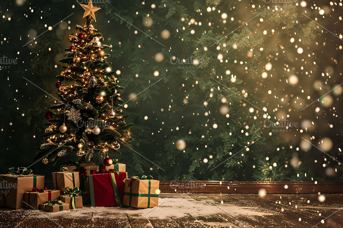 Falling Snow Christmas Tree Backdrop, a Background Photo by Winwin Design Art (Photo 2 of 2)