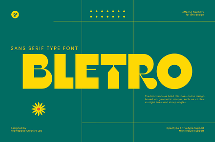 Bletro - Bold Geometric Modern, a Sans Serif Font by roomspace creative lab