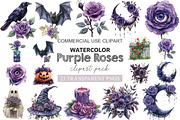Halloween & Purple Roses Clipart, a Work Illustration by cherrydesign (Thumbnail 1 of 3)