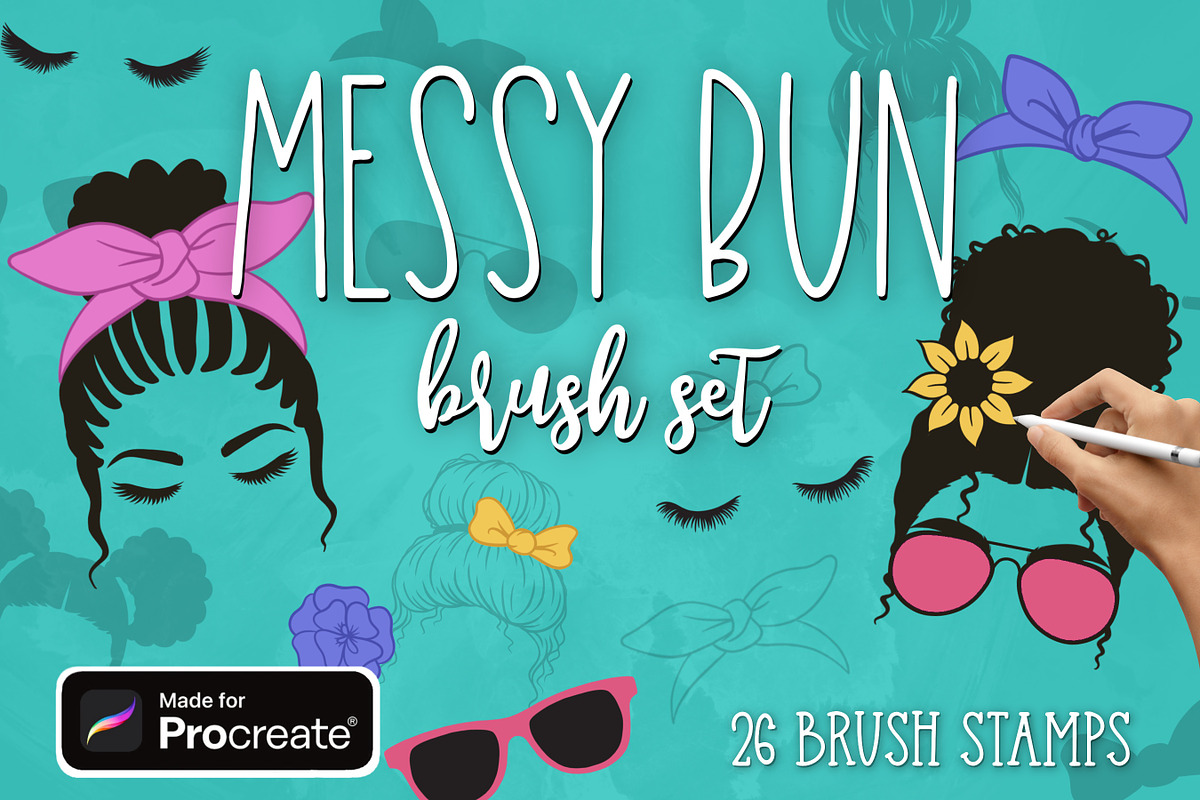 Messy bun builder Procreate brushes, a Brush Add-On by Brushed Rose (Photo 1 of 5)