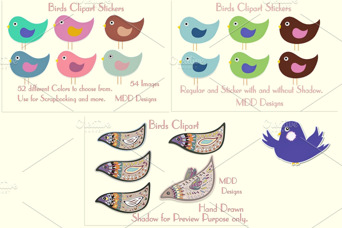 Birds Clipart and Stickers, an Illustration by MDD Designs (Photo 1 of 4)