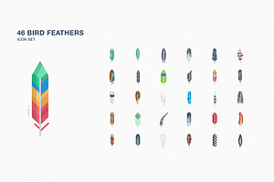 Bird feathers icon set