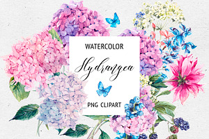 Pink Hydrangea Flowers Clipart