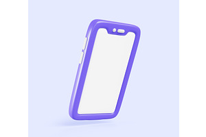 3d Smartphone Icon With Empty White