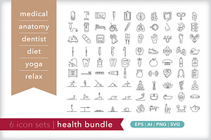 Health 6-pack icon bundle