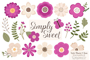 Flower Clipart in Fuchsia, an Illustration by Amanda Ilkov