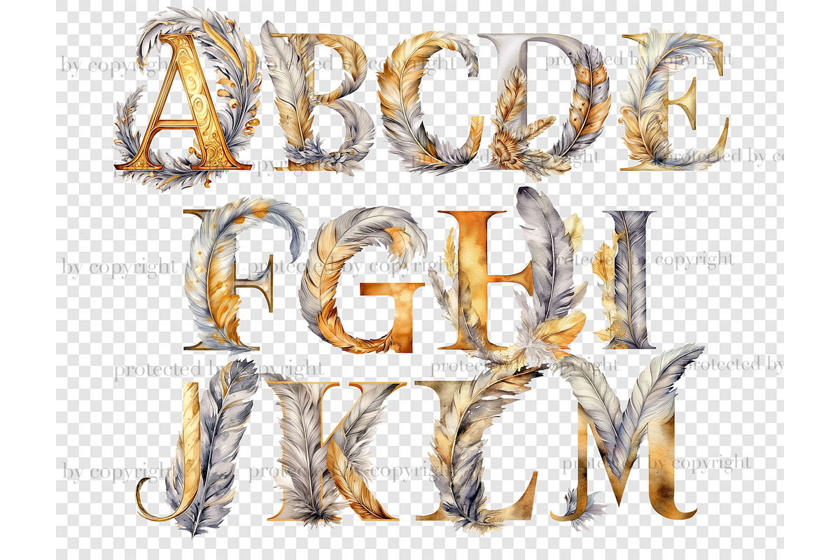 Gold and Silver Alphabet Clipart, a Decorative Illustration by GlamArtZhanna (Photo 4 of 5)