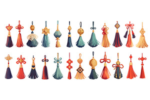 Cartoon tassels. Chinese lucky knot, an Illustration by Stock-Smart-Start