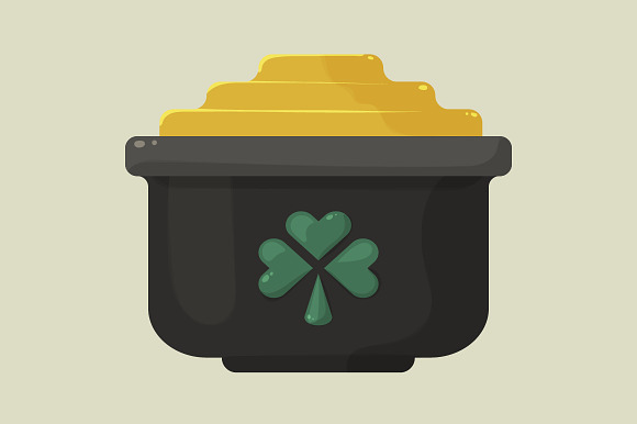 Stylized Shiny Cartoon Pot Of Gold