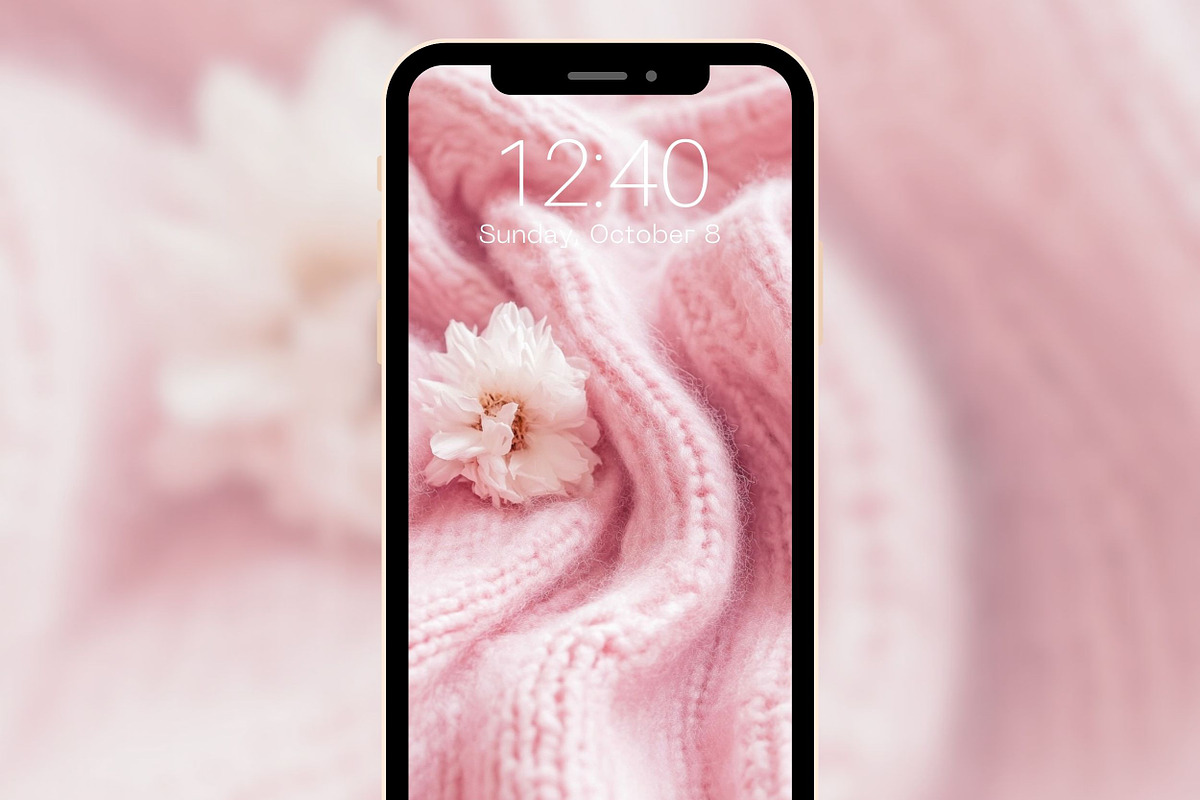 Soft Pink Knitted & Floral Phone BG, a Wallpaper Graphic by Kalindiprints (Photo 2 of 6)