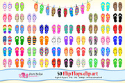 50 Flip Flops clipart, an Object Graphic by PolpoDesign (Thumbnail 1 of 3)