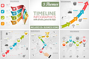 5 Themes Timeline Infographics, a Work Illustration by TAlex (Thumbnail 1 of 5)