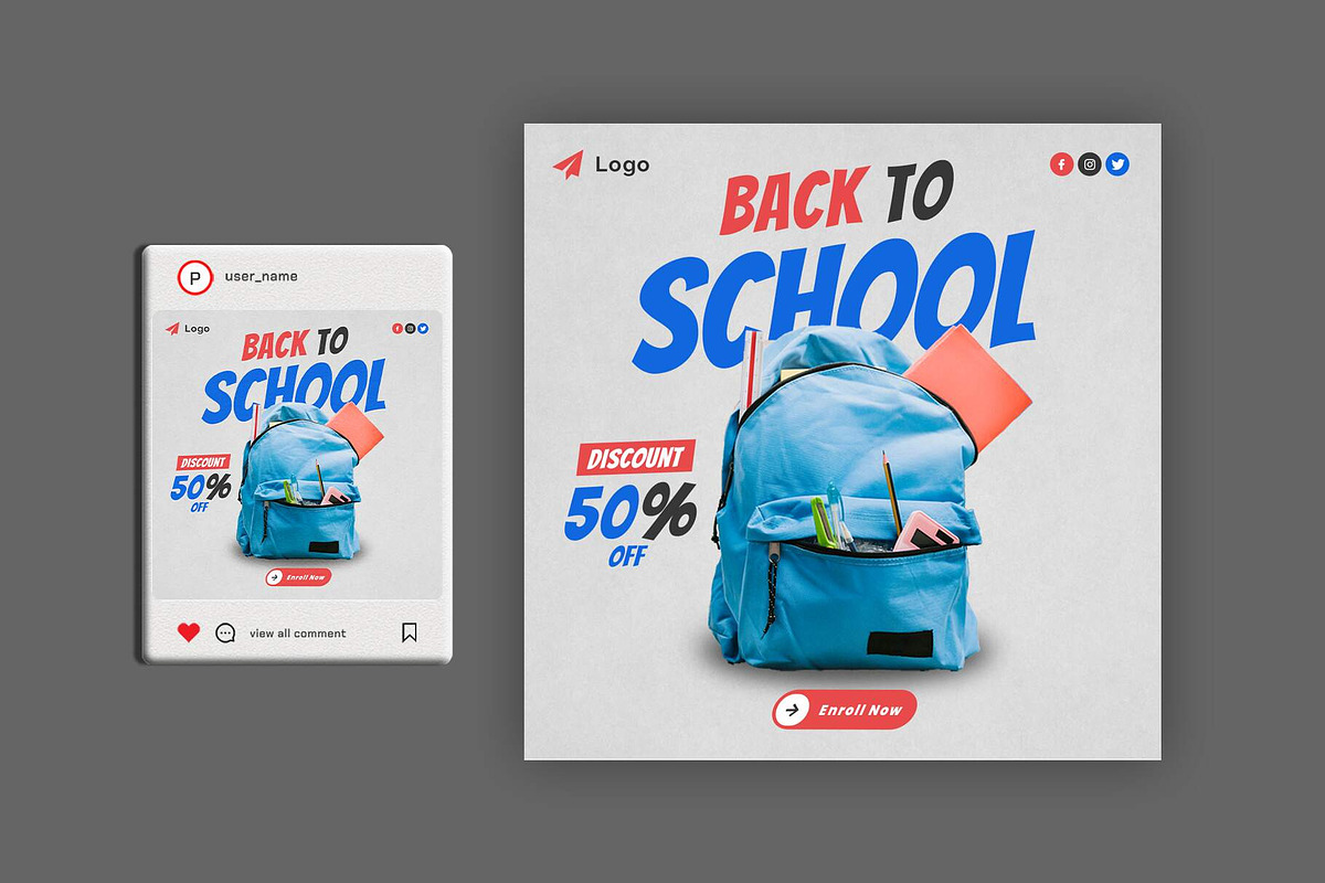 Back To School Post Template, a Social Media Template by Saman Osama (Photo 2 of 2)