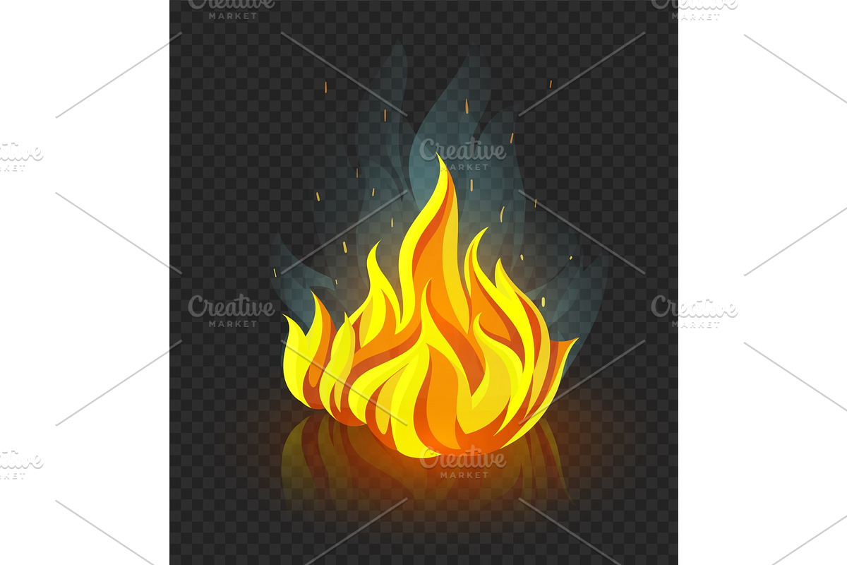 Burning campfire with fire on coal., an Illustration by LoopAll