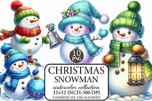 Christmas Snowman Clipart, an Illustration by Libby Wishes