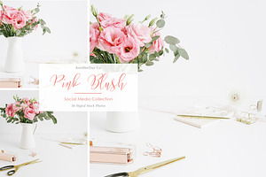 Pink Blush Desk Styled Stock Photo, a Print Template by Anotherday Co.