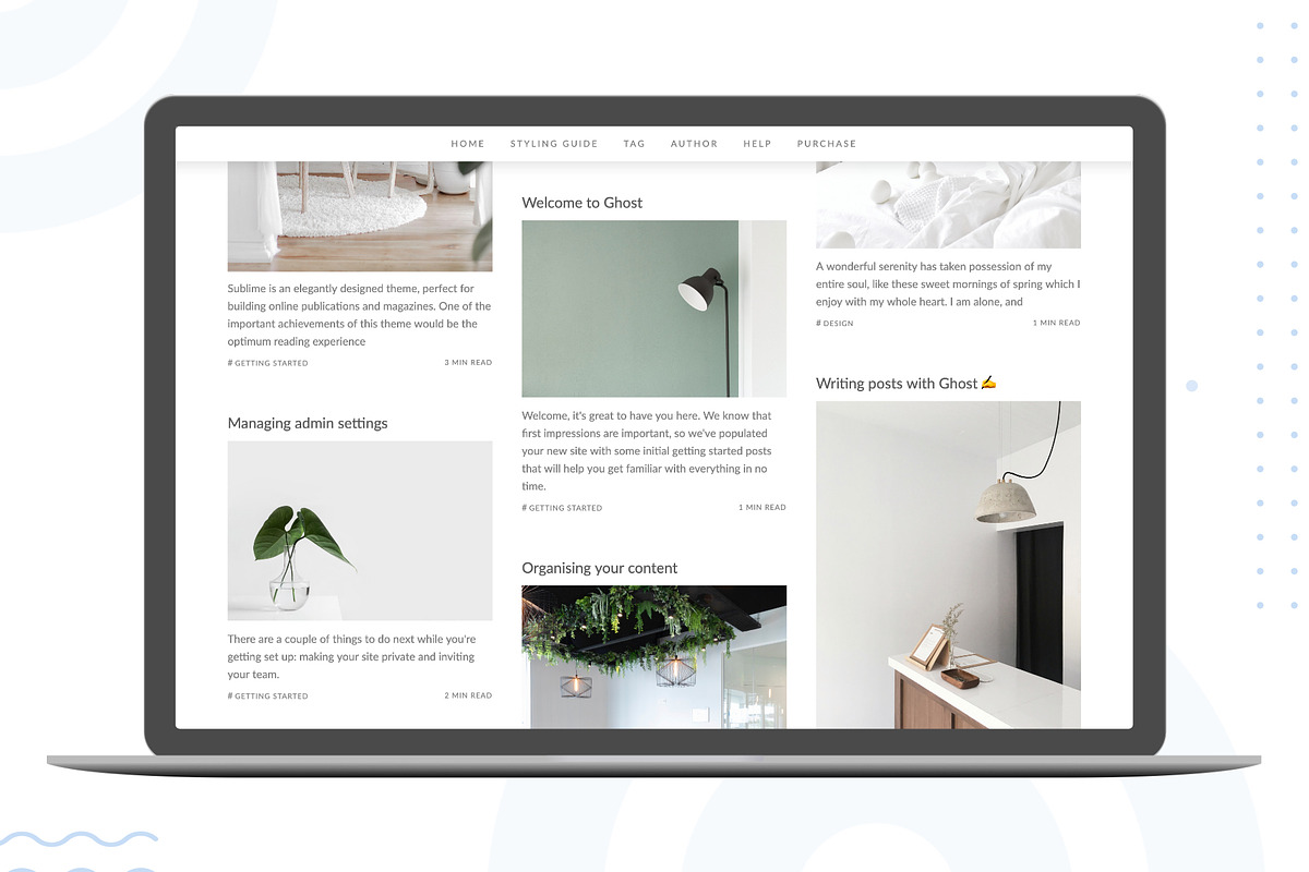 Sublime – Ghost Blogging Theme, a Websites & App Template by Stylesheets.dev (Photo 2 of 7)