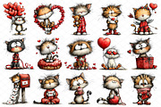 Whimsical Valentine Cats Clipart, an Illustration by cherrydesign (Thumbnail 3 of 4)