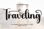 Traveling | Script Font, a Handwritten Font by Scratchones (Thumbnail 1 of 9)