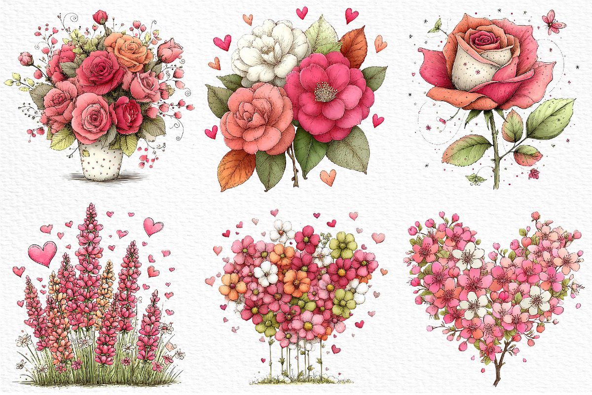 Whimsical Valentine’s Day Flowers, an Illustration by Craft Nest (Photo 3 of 11)