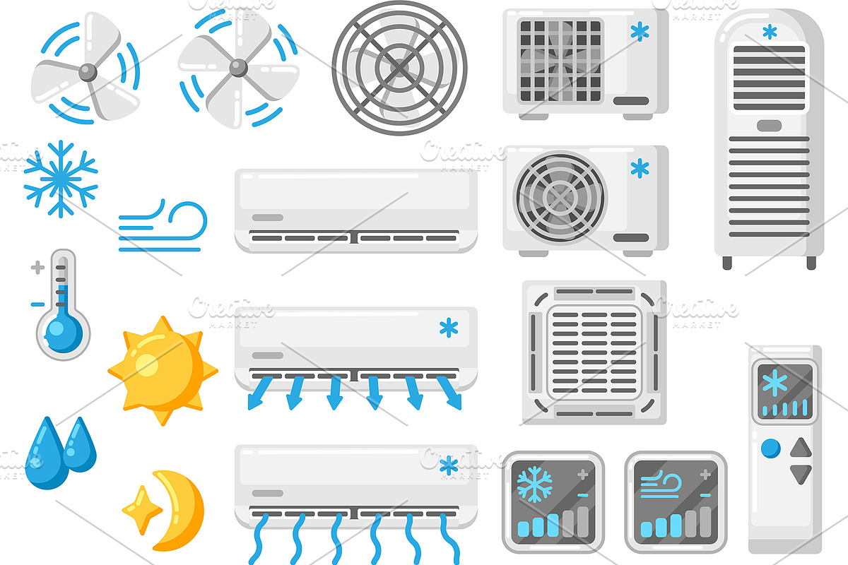 Set of air conditioners., an Object Graphic by incomible