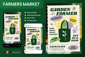 Garden Farmers Market Flyer Set, a Flyer Template by Annora Studio
