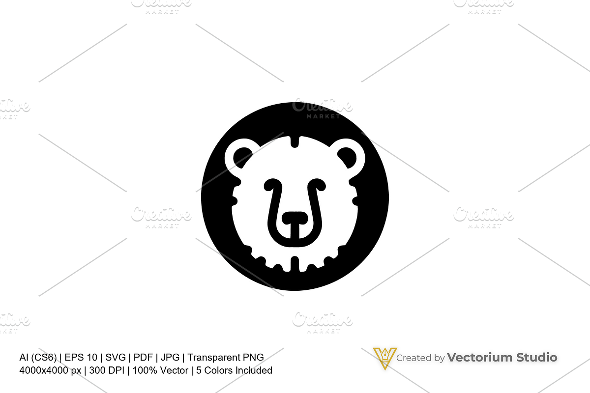 Bear Face Icon Logo, a Branding & Logo Template by Vectorium Studio (Photo 2 of 5)