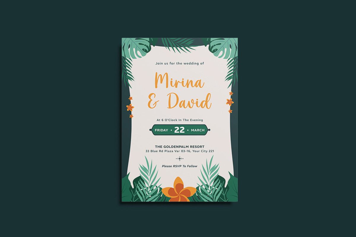 Tropiel Wedding Invitation Template, an Invitation Template by iDoodle Studio (Photo 3 of 4)