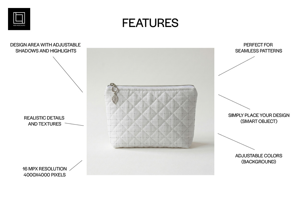 Quilted Cosmetic Bag Mockup PSD, a Household Mockup by 1001 mockups (Photo 2 of 10)
