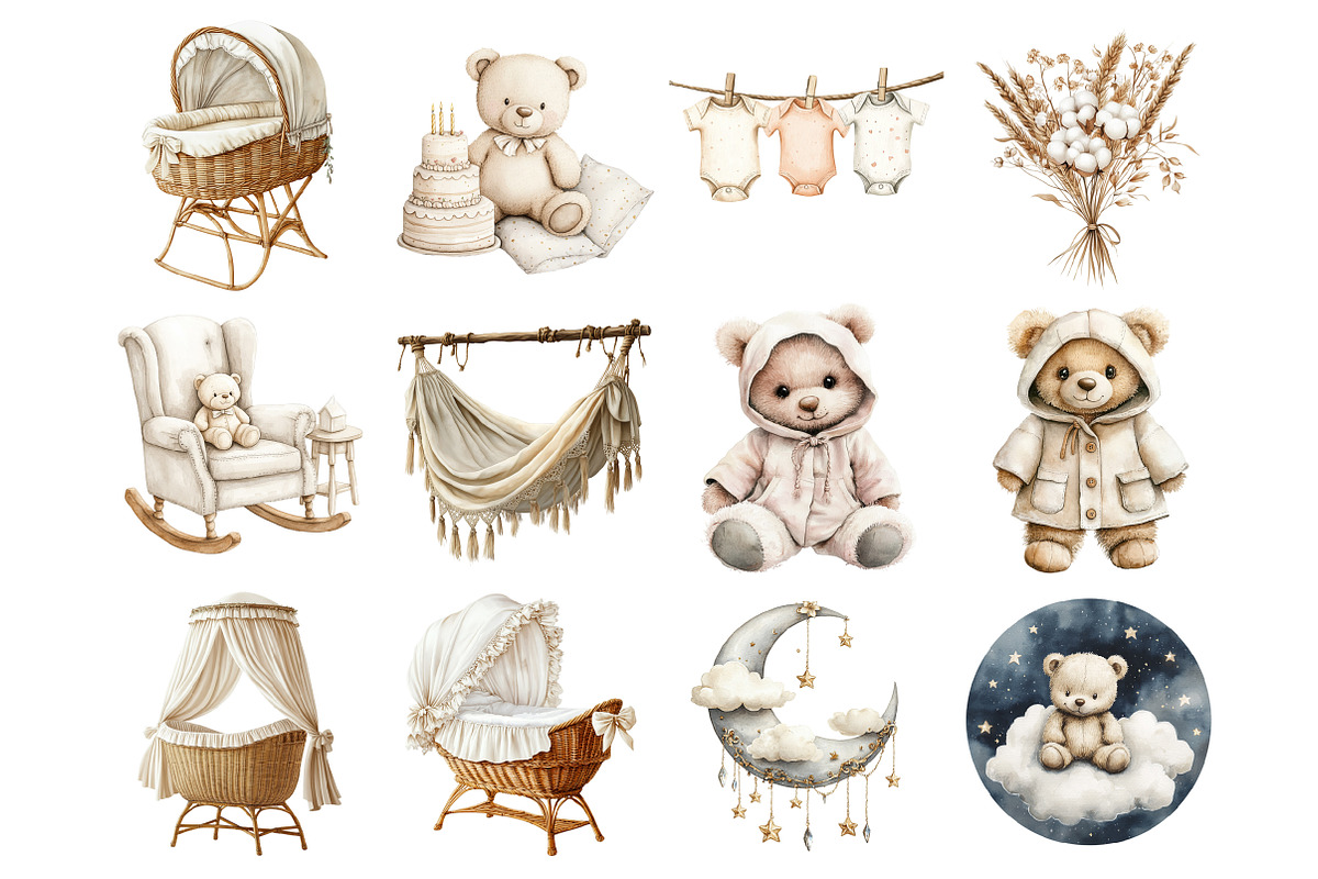 Watercolor Boho Baby boy Clothes Cli, a Seasonal Illustration by Design Market (Photo 6 of 7)